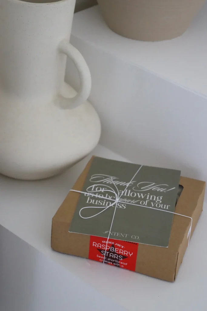 Packaged raspberry stars with thank you note